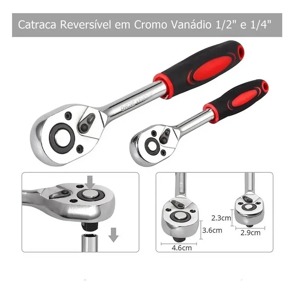 Jogo Caixa De Ferramentas Chave Soquete 108 Peças Multi Funções - Ultimas 10 Unidades, PROMOÇÃO ATÉ DIA 21/09/2025