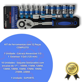 KIT SOQUETES TITÂNIO 12 Peças + BRINDE EXCLUSIVO - FRETE GRÁTIS