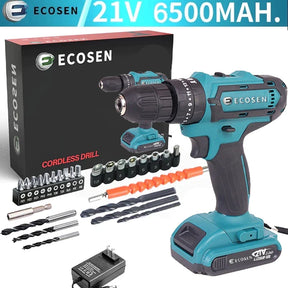 Parafusadeira/Furadeira 21V com LED – Kit Completo com 28 Peças